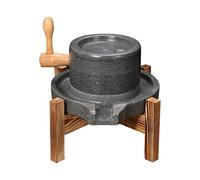 Moulin À Pierres De Pierre Bleue Naturel,Moulin À Grains En Pierre Avec Cadre En Bois,Pour La Cuisine Familiale,Broyeur À Grains Manuel,Pour Fèves,Orge,Épices(20cm/7.9in)