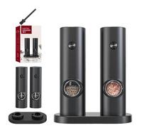 Moulin à poivre à batterie, ensemble de moulin à sel et à poivre, moulin à condiments électrique 2 pièces, moulin automatique avec batterie et lumière LED réglable pour condiments