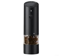 Moulin à poivre électrique rechargeable par USB avec degré de mouture réglable - Moulin à épices automatique pour sel et poivre, portable pour cuisine et barbecue, broyeur en céramique robuste (noir)
