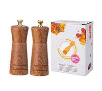 Moulin à poivre en bois - Moulin à poivre réglable - Rechargeable - Mécanisme de broyage en céramique - Moulin à sel et broyeurs - Ensemble de recharge - Poignée de porte - Noir
