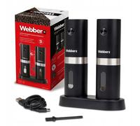 Moulin à poivre et à sel électrique WEBBER PREMIUM à piles, USB, 2 pièces