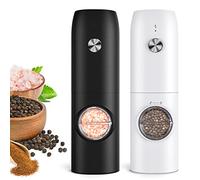 Moulin à Poivre et Salières Electrique Rechargeable (2 Pièces) - LED, Opération à Une Main, Idéal Pour La Cuisine, Le Restaurant, Le Barbecue, Le Camping
