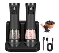 Moulin à poivre et sel électrique rechargeable avec écran LCD de batterie, grande capacité de 100 ml, 5 épaisseurs réglables, base antidérapante, réduction du bruit, chargement USB-C, convient pour la