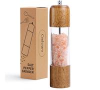 Moulin à poivre et sel en bois avec fenêtre en acrylique - Mécanisme de broyage réglable en céramique, shaker d'assaisonnement de cuisine rechargeable (1 pièce)