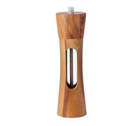 Moulin à poivre et sel en bois transparent avec broyeur réglable en céramique, pot de sel de mer rechargeable (1 pièce)
