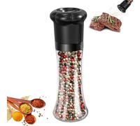 Moulin à poivre manuel du chef professionnel, salière et poivrière, lot de 2 avec lames en céramique, grain réglable et récipient en verre de 180 ml sans BPA, grand noir et blanc (Noir)