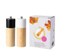 Moulin à poivre manuel en bois avec taille réglable pour poivre et sel, conçu pour une utilisation à long terme et recharge facile dans divers environnements culinaires (blanc + noir)