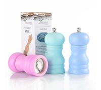 Moulin à poivre manuel en bois d'hévéa avec mécanisme de fraisage en acier inoxydable, sortie constante et manipulation ergonomique pour la cuisine (bleu nordique)