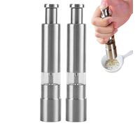 Moulin à poivre Mini pouce Moulin à poivre en acier inoxydable avec bouton poussoir à une main | Moulin compact pour une utilisation en cuisine ou en extérieur | Option pack ou double