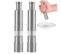 Moulin à poivre - Moulin à poivre et sel manuel avec bouton poussoir | Base en acier inoxydable et tige design | Moulin de cuisine compact idéal pour assaisonner sans effort, cuisiner, manger