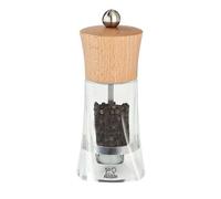 PEUGEOT - Moulin à Poivre Oléron 14 cm - Réglage Classique - En Bois Labellisé PEFC Et Acryl - Fabrication Française - Coloris Naturel Et Transparent