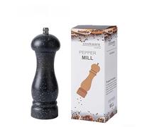 Moulin à poivre réglable avec broyeur en céramique - Moulin à épices manuel en bois et polypropylène pour sel, piment et grains de poivre - Ustensile de cuisine ergonomique avec grain réglable (Black2