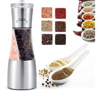 Moulin à Poivre,salière et poivrière,2 en 1 Moulin à sel manuel,Moulin à épices double face,Broyeur à Épices en Acier