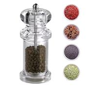 Moulin à poivre, salière manuelle, 6,5 x 6,5 x 13,5 cm, pot transparent rechargeable, bouteille d'assaisonnement de cuisine pour la cuisine du poivre dans l'appartement, la maison, le barbecue et la