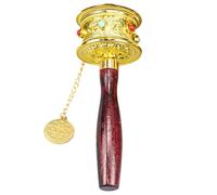 Moulin à prière tibétain à main - Bois finition dorée | Poignée bouddhiste Roue de prière pour araignée mantra | Outil spirituel traditionnel pour prier, méditation de bénédiction, yoga relaxant