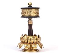 Moulin À Prières Tibétain Portatif En Cuivre, Instrument De Prière Bouddhiste Tibétain À Main Avec Base En Lotus Et Rouleau De Mantra