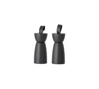 Moulin à sel et poivre en bois d'hévéa noir, broyeur en céramique, approuvé pour les aliments, lot de 2 - Bloomingville, Hanif - H15 cm