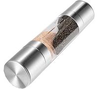 Moulin à sel et poivre rechargeable 2 en 1 avec grossièreté réglable, salière et poivrière en acrylique avec mécanisme en céramique