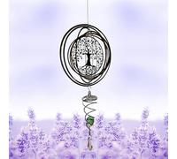 Moulin à vent 3D en acier inoxydable avec boule d'observation - 360 ° Spirale à suspendre Décor pour jardin, terrasse et espaces intérieurs (arbre de vie)