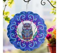 Moulin à Vent 3D Métal Suspendu Décoration Eule pour Jardin, 30cm Moulin à Vent Jardin Extérieur Moulin à Vents Rotatif pour Balcon, Terrasse, Cimetière