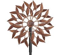 Moulin à Vent à 360° pour extérieur, Jardin avec Support de Base, moulins à Vent cinétiques en métal pour pelouse, terrasse, Cour, Art extérieur (Couleur Rouille)