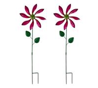 Moulin à Vent à Fleurs en Fer, 2 pièces, décor de Cour tournant, Piquet de Jardin à Commande éolienne pour Patio, Ornement de Moulin à Vent Floral