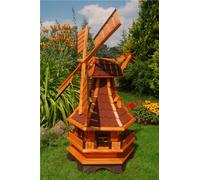 Moulin à vent à roulement à billes avec éclairage solaire au choix (rouge, hauteur 130 cm)