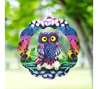 Moulin à Vent Artistique pour décoration de Jardin en Acier Inoxydable 3D Sculptures hiboux cinétiques à Suspendre décorations pour Jardin, extérieur, intérieur ou extérieur, Patio et pelouse,