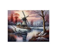 Moulin à Vent au Premier Gel,Jigsaw Puzzle 1000 Pièces Puzzle Classique pour Adultes Et Enfants, Compétence Jouets Éducatifs Anniversaire Festival Cadeau(75x50cm)-AH16