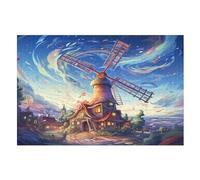 Moulin à Vent coloré Puzzles Adulte 1000 Pieces Cadeau Famille Puzzle Classique 3D EnfantsJouet en Bois Cadeau Unique (75×50cm)