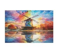 Moulin à Vent coloré - Puzzles Adulte - Puzzle en Bois 1000 Pièces - - Challenge Puzzle - Adultes Et Enfants Dès 12 Ans - Puzzle De Qualité Supérieure (75×50cm)