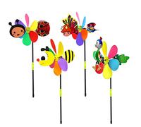 Moulin à Vent de Jardin, Jouet de Moulinet d'animal en Plastique 4 pièces-Rouleau d'enfant pour la Cour, décoration extérieure, coloré