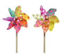 Moulin à vent décoratif coloré sur tige en PVC résistant aux intempéries Multicolore Prix pour 2 pièces