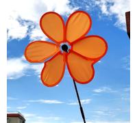Moulin à vent décoratif en forme de fleur pour cour et jardin, fabriqué avec du tissu et de la fibre de verre, tourne automatiquement lorsque le vent souffle ou lorsqu'il est tenu et déplacé (orange)