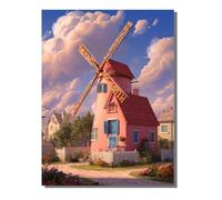 Moulin à Vent Diamond Painting Kit Complet Adulte - Cabine 5D Peinture Broderie Diamant, Tableau Diamant pour Bricolage Adultes Loisirs Créatifs, Décoration Murale Maison 50 x 70 cm BJHF790