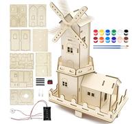 Moulin à vent en bois - Kit de bricolage - Kit de construction électronique - Expériences scientifiques pour enfants - Construisez votre propre circuit électronique FM - Cadeau pour adultes