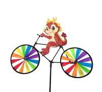 Moulin à vent en forme d'animal de dessin animé - Roue à vent décorative pour vélo, extérieur, jardin, pelouse, construction solide pour balcon, terrasse, porte, ABS, 130 g, 88 x 53 cm