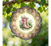 Moulin à vent en forme de bottes - Fleurs florales printanières - Marguerites - Sculptures de vent en métal vert changeant de couleur - Cadeau pour jardin, terrasse, porche, balcon, décoration
