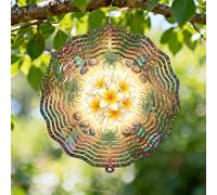 Moulin à vent en forme de fleur, feuille de nature tropicale, pierre d'été jaune en métal 3D pour extérieur, sculptures de vent extérieures, cadeaux pour jardin, cour, terrasse, pelouse, décoration de