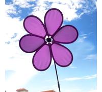 Moulin à vent en forme de fleur pour terrasse et jardin, décoration extérieure, cour, matériau léger avec support en fibre de verre pour une utilisation facile (violet)