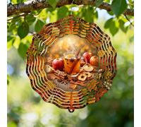 Moulin à vent en forme de fruits - Tasse rustique traditionnelle en forme de bâton de cannelle en métal orange chaud 3D - Sculptures de vent d'extérieur - Cadeaux pour jardin, terrasse, porche, balcon