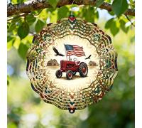 Moulin à vent en forme de tracteur rustique, aigle, grange d'été rouge en métal changeant de couleur, sculptures à vent pour jardin, terrasse, porche, balcon, décoration d'intérieur, 30,5 cm