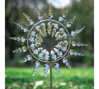 Moulin à Vent en Métal 3D Unique Et Magique, Moulins à Vent pour Le Jardin, Moulins à Vent, Ornements De Piquets pour La Cour, Sculpture éolienne. (Silver)