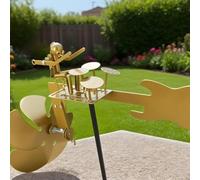 Moulin à vent en métal fait à la main avec mouvement réaliste et revêtement résistant à la rouille, décoration extérieure pour les fans de musique et de batterie