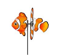 Moulin à vent - HQ - poisson clown - Girouette ailée - Décoration extérieure - Tuteur inclus
