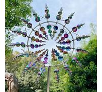 Moulin a Vent Jardin Exterieur, HOVCEH Upgraded Antirouille Moulin à Vent Metal Decoratif, 3D 360° Dual Rotors Kinetic Sculptures Cinétiques à Vents pour Cour, Pelouse, Jardin
