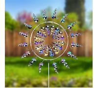 Moulin à Vent Métal Unique + Piquet, Éolienne Magnifique, Spinner Décor Extérieur, Ferme/Cour/Pelouse .