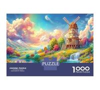 Moulin à Vent par A Colorful Stream Puzzle De 1000 Pièces Moulin à Vent coloré Idéal pour Hommes, Femmes, Enfants Et Personnes Âgées 70x50cm/1000pcs