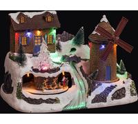 Moulin à vent pour crèche de Noël avec éclairage LED
