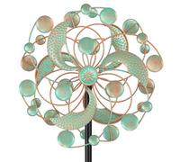 Moulin à Vent Solaire, Sculptures cinétiques à Vent à Lame Double Direction pour l'extérieur, Moulin à Vent Cinétique Éoliennes décoratives pour terrasse pelouse et Jardin (Bronze)